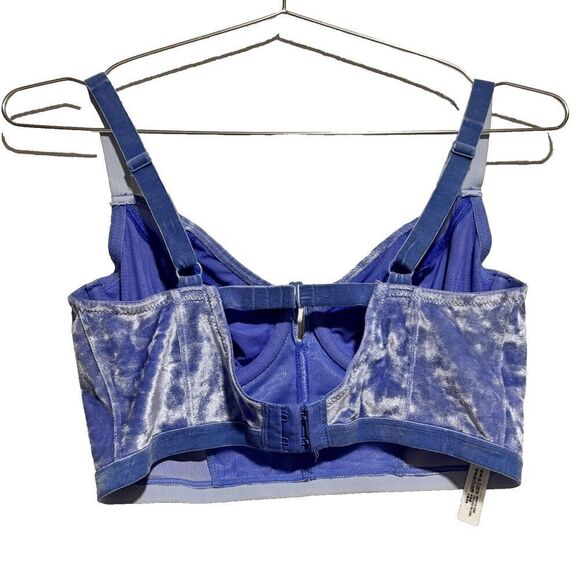 Free People Camille Velvet Bustier Longline Push Up Bra Blue 34C Underwired - Picture 3 of 8